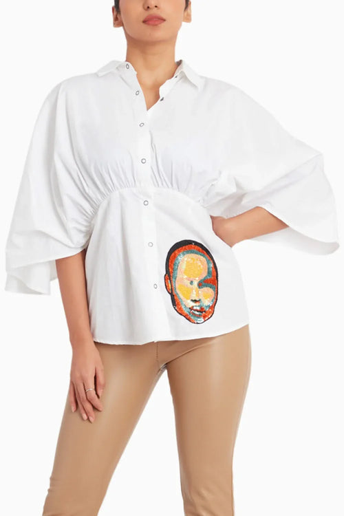 White Shirt With Pleated Waist