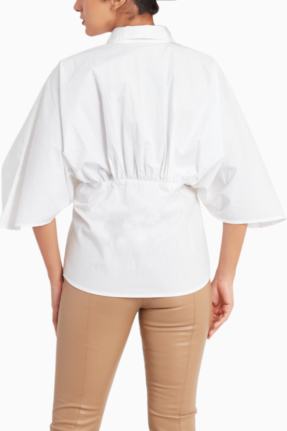 White Shirt With Pleated Waist