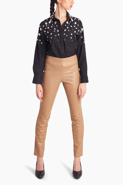 Black Shirt with White Stone Work