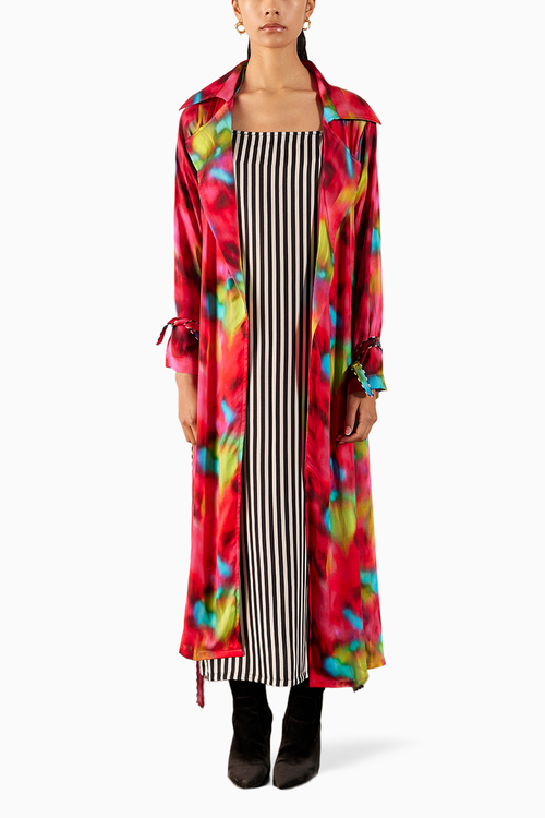 Poppy Trench Coat With Striped Slip Dress