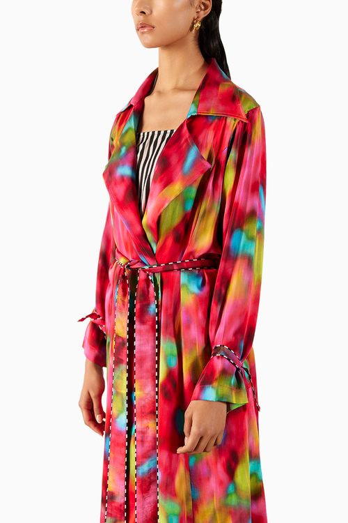 Poppy Trench Coat With Striped Slip Dress