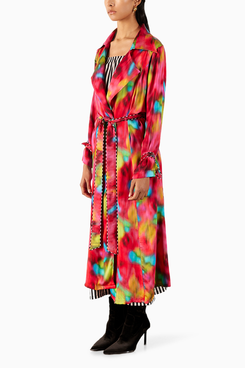 Poppy Trench Coat With Striped Slip Dress