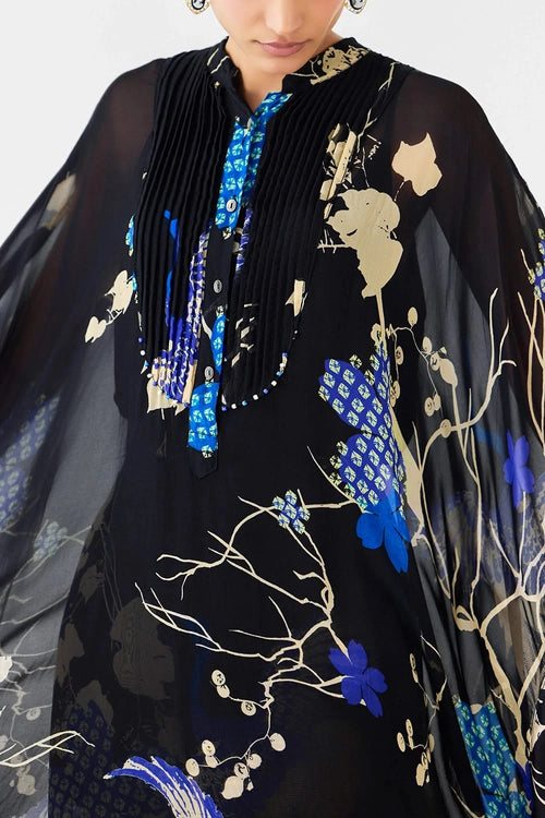 Black Crane Organza Kimono & Pants Co-ord
