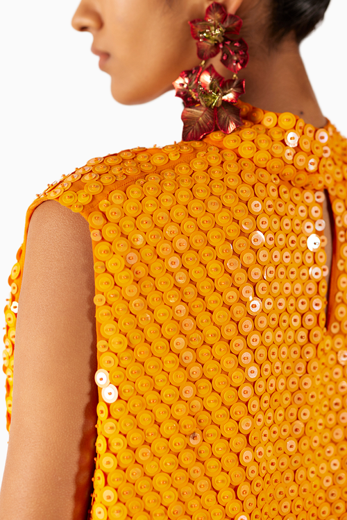 Zinnia Embroidered Top With Draped Skirt Co-ord
