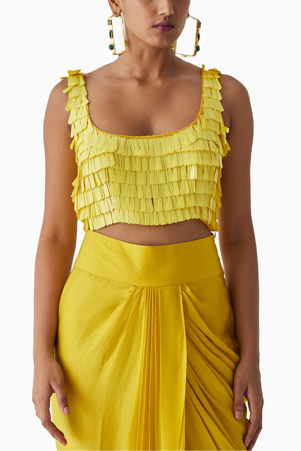 Canary Sequin Blouse & Knot Skirt