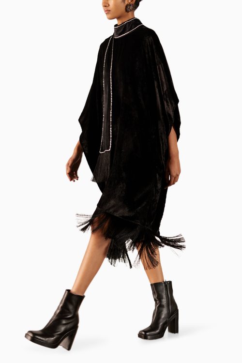 Miller Velvet Kimono With Fringe
