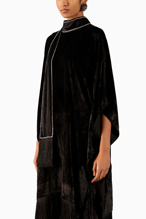 Miller Velvet Kimono With Fringe