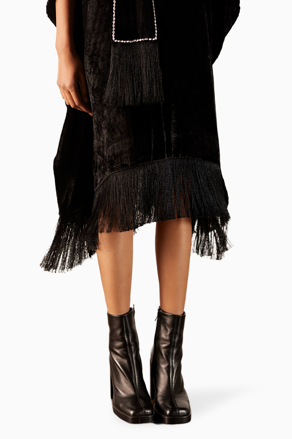 Miller Velvet Kimono With Fringe