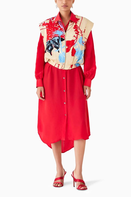 Cream Ikigai Bolero With Shirt Dress