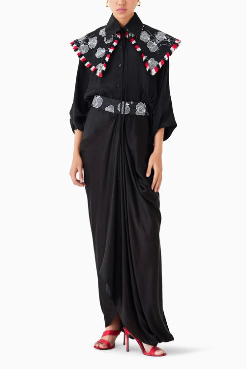 Black Tulip Batwing Shirt & Skirt Co-ord