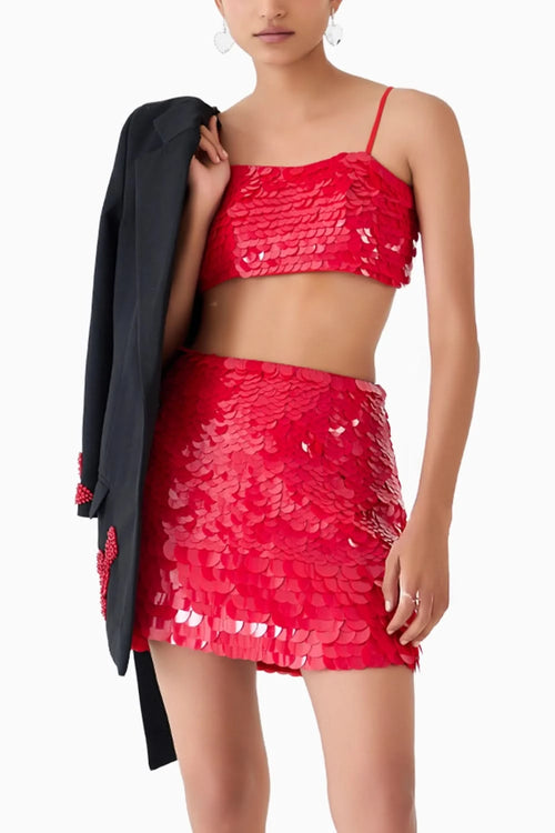 Ruby Sequin Bustier & Skirt