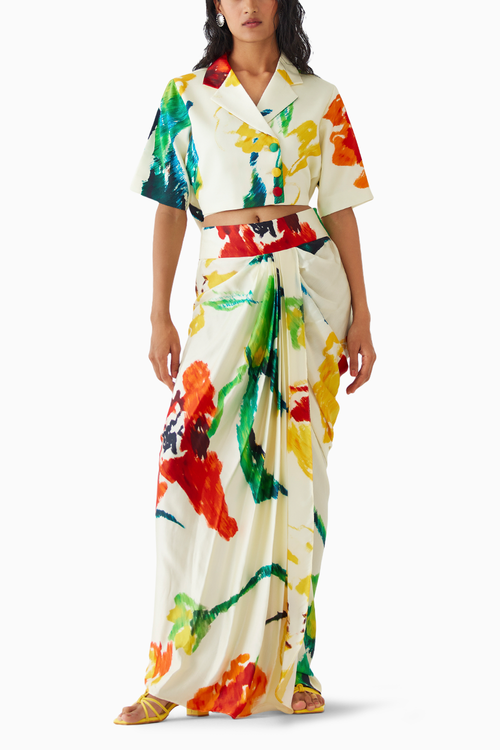 Monet Crop Blazer & Draped Skirt