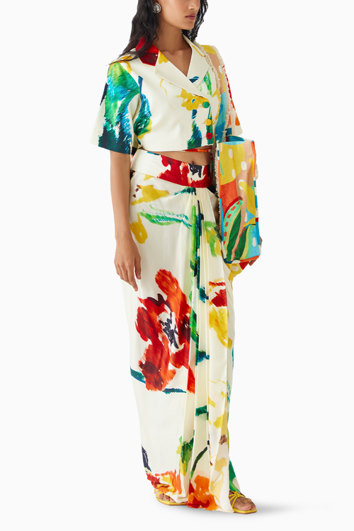 Monet Crop Blazer & Draped Skirt