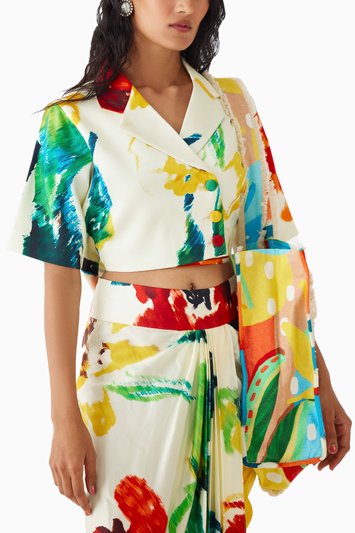 Monet Crop Blazer & Draped Skirt