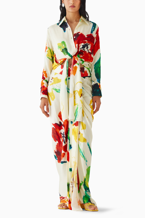Monet Knot Shirt & Draped Skirt