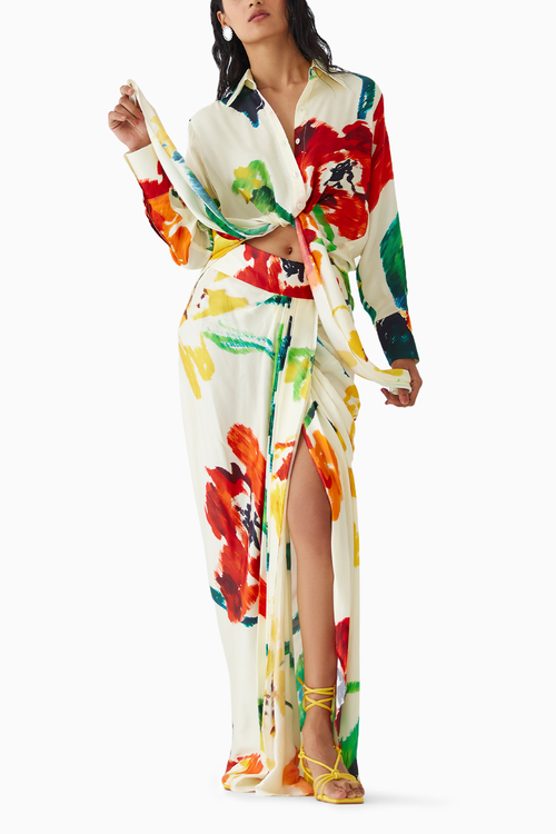 Monet Knot Shirt & Draped Skirt