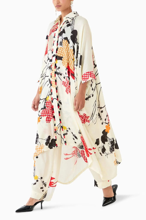 Red Crane Kimono & Pants Co-ord