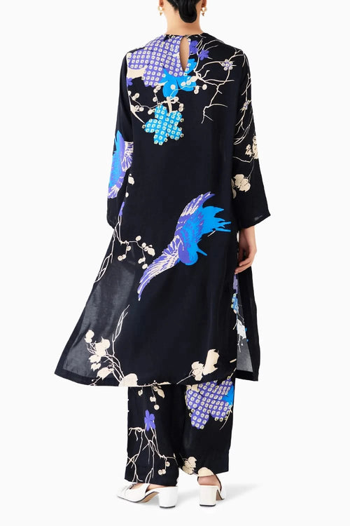 Black Crane Kurta & Pants Co-ord