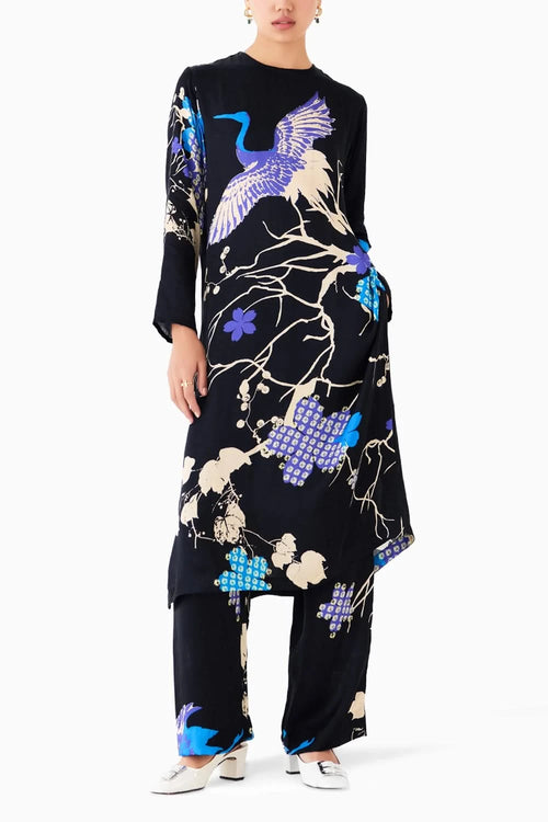 Black Crane Kurta & Pants Co-ord