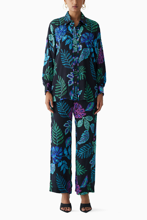 Black Jungle Shirt And Pants Co-ord