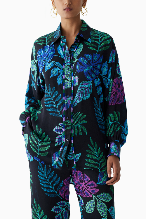 Black Jungle Shirt And Pants Co-ord