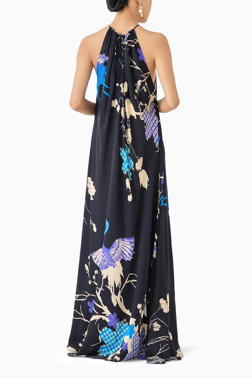 Black Crane Halter Dress