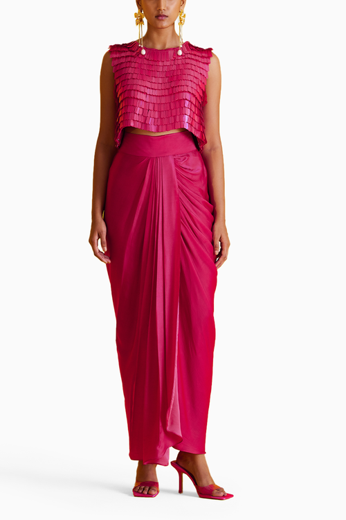 Scarlet Sequin Blouse & Knot Skirt