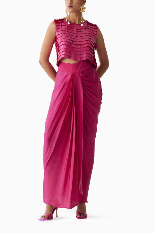 Scarlet Sequin Blouse & Knot Skirt