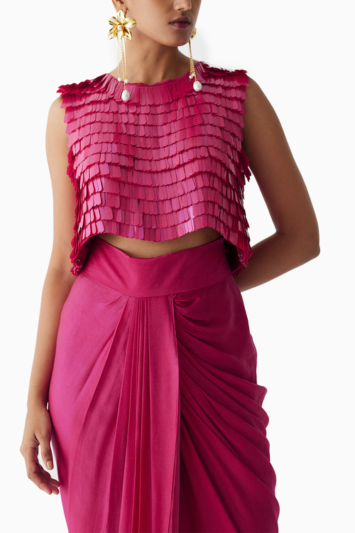 Scarlet Sequin Blouse & Knot Skirt