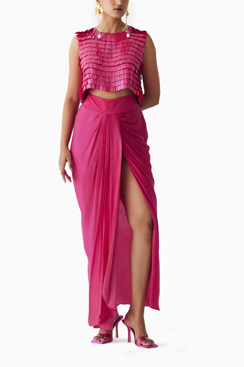 Scarlet Sequin Blouse & Knot Skirt