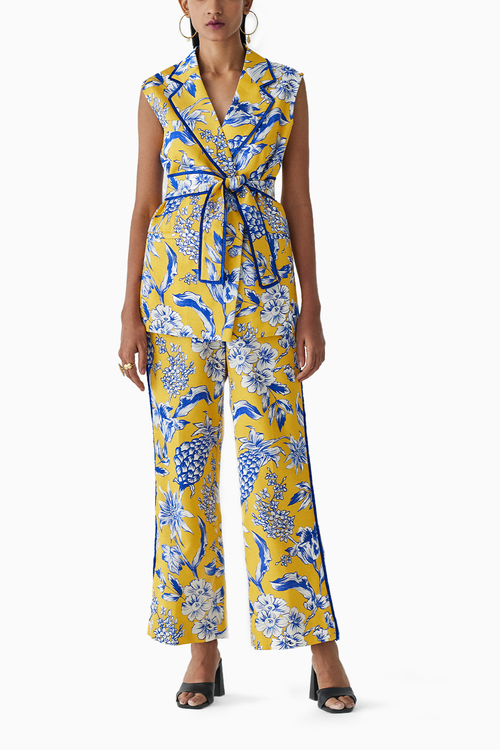 Yellow Pineapple Blazer & Pants Co-ord