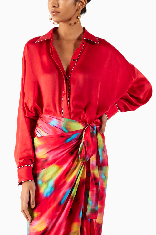 Poppy Shirt Draped Dress