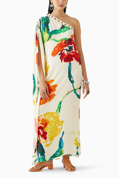 Monet One Shoulder Drawstring Dress