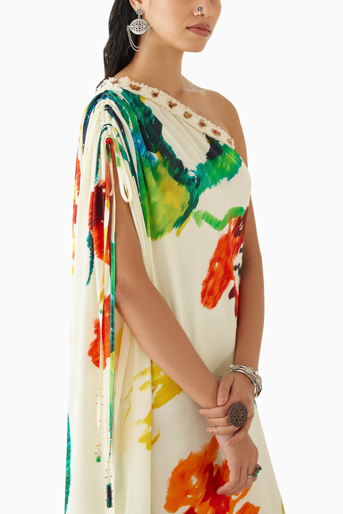 Monet One Shoulder Drawstring Dress
