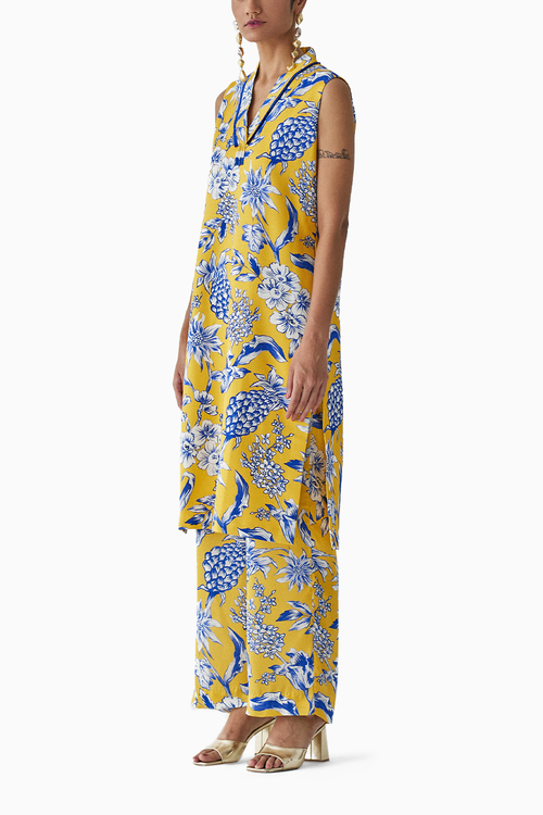 Yellow Pineapple Kurta And Pants Co-ord