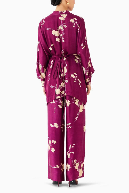 Plum Kimono Top & Pants Co-ord