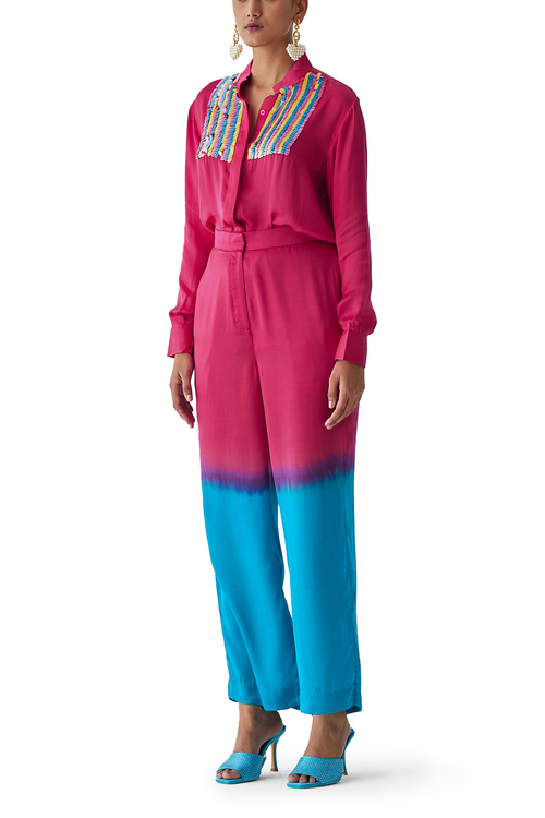 Rosewood Dip Dye Shirt And Trousers