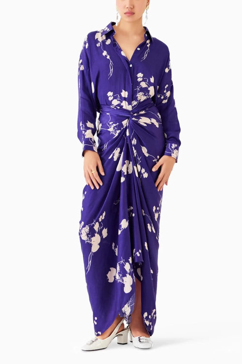 Sakura Draped Shirt Dress