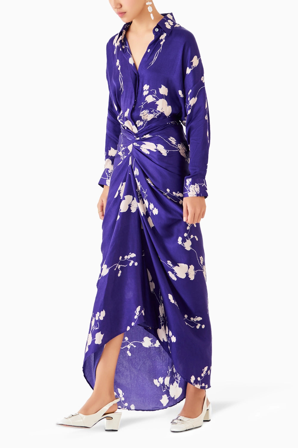 Sakura Draped Shirt Dress