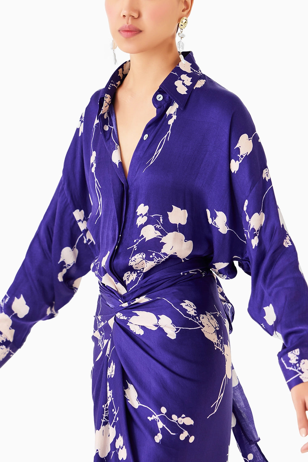 Sakura Draped Shirt Dress