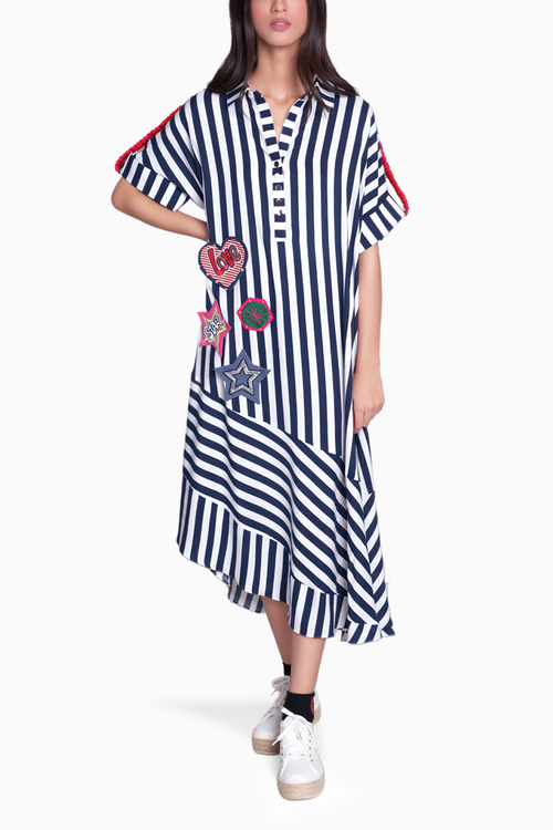 Rihanna Black and White Stripes Dress