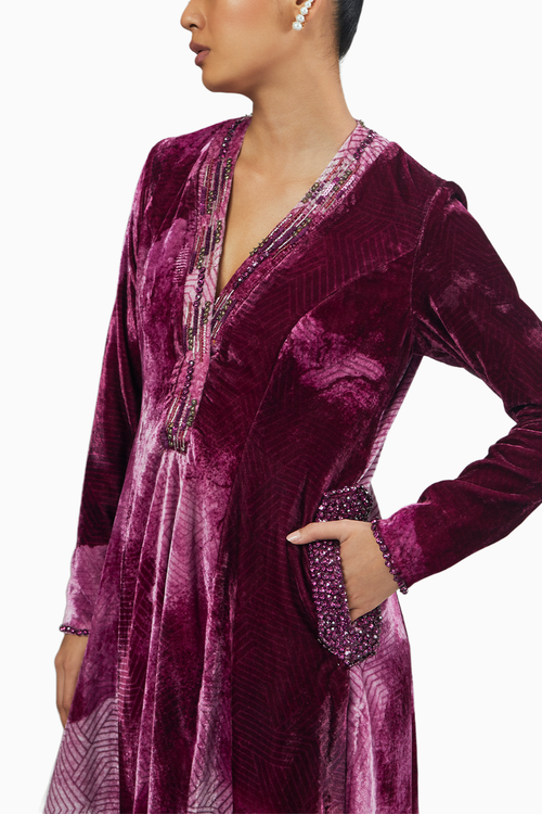 Ruby Blotch Printed Anarkali Set