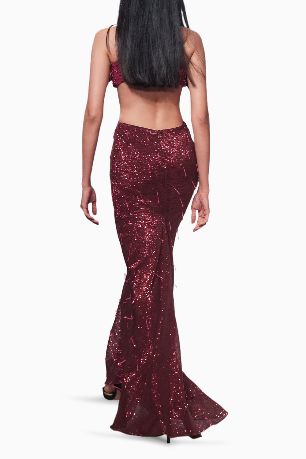 Ruby Sequin Cutout Tassel Gown