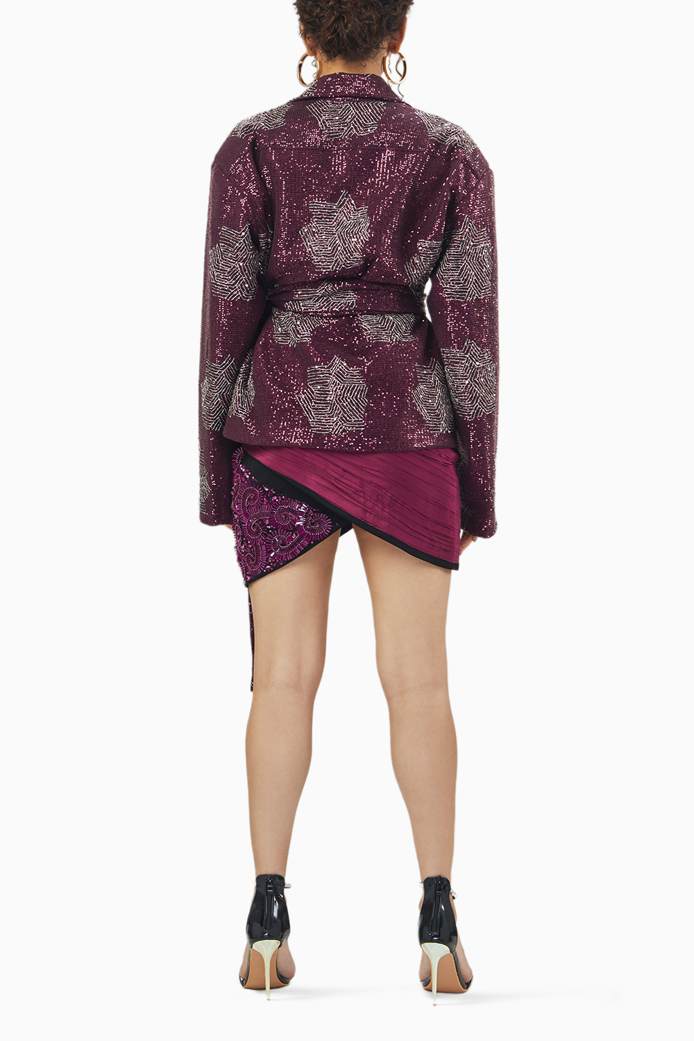 Ruby Sequin Jacket with Draped Skirt
