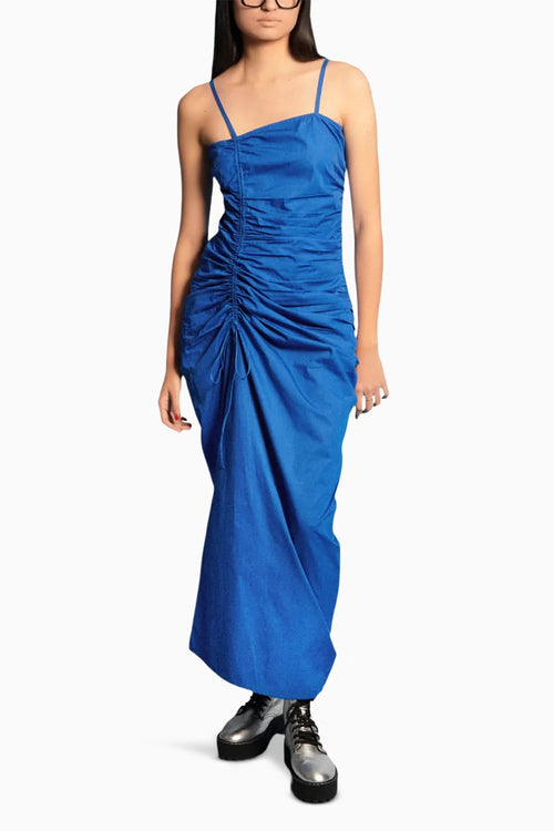 Ruched Asymmetric Long Dress