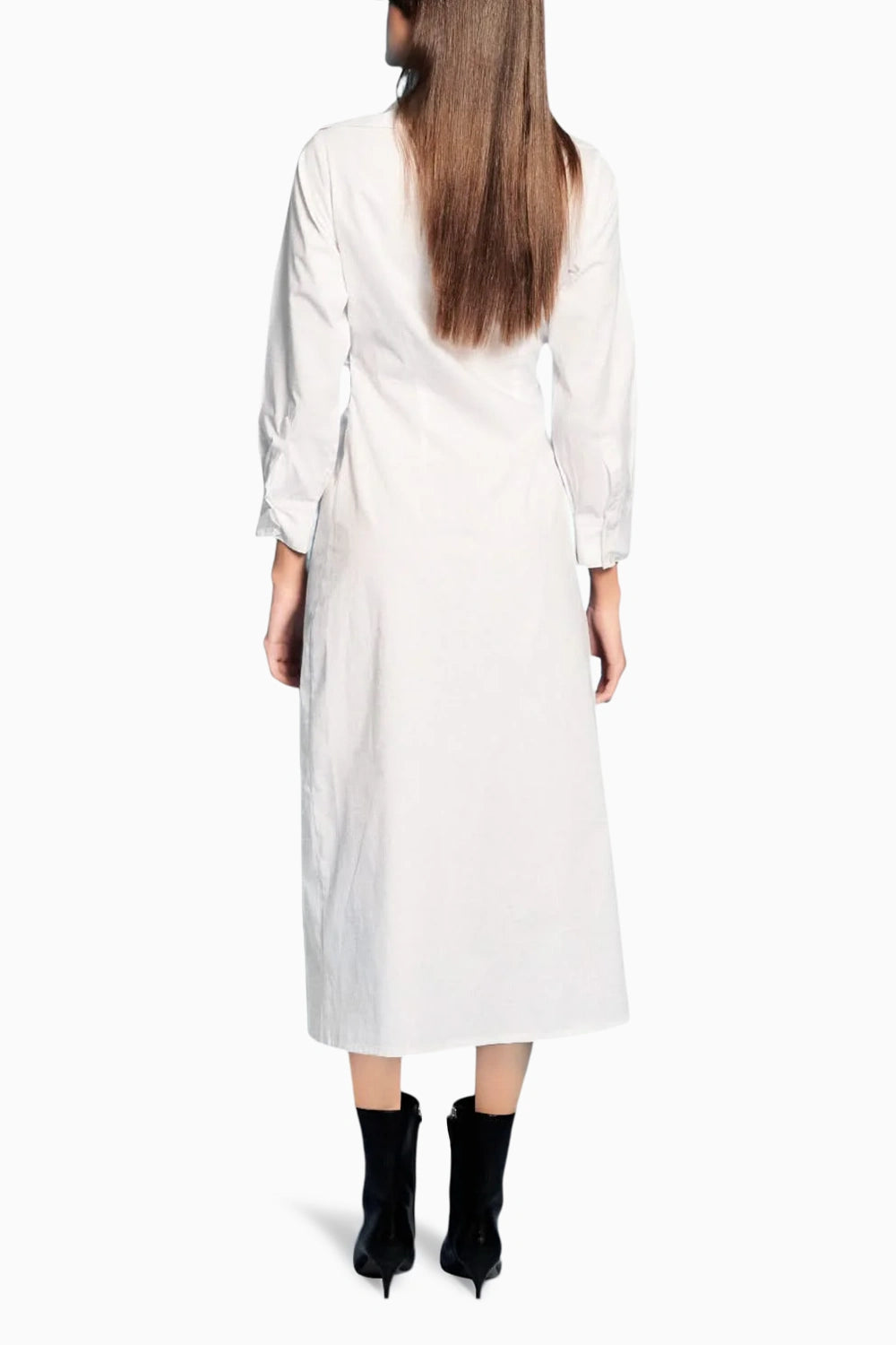 Ruched Embroidered Midi Dress
