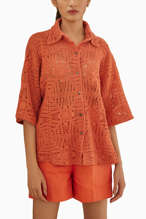 Rust Crochet Shirt