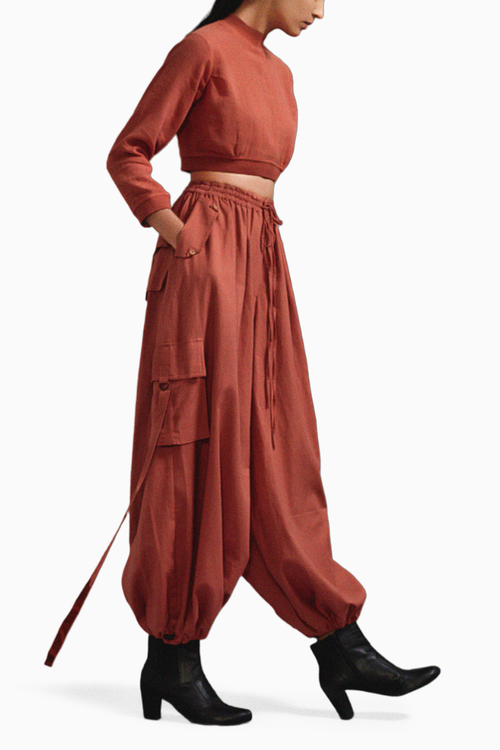 Rust Crop Top and Cargo Set