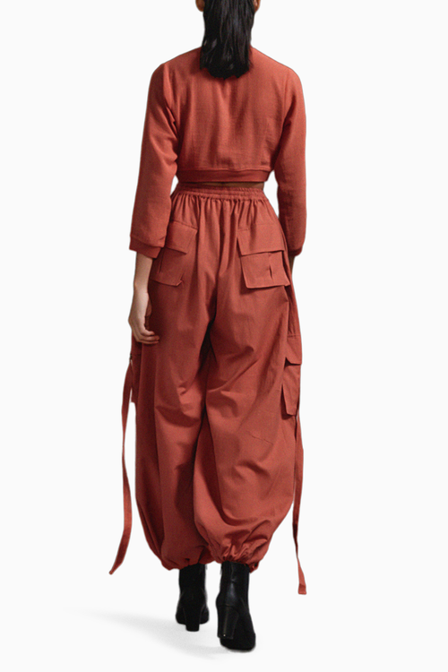 Rust Crop Top and Cargo Set