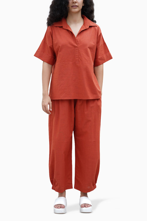 Rust Ekin Shirt and Hera Cotton Pants Set